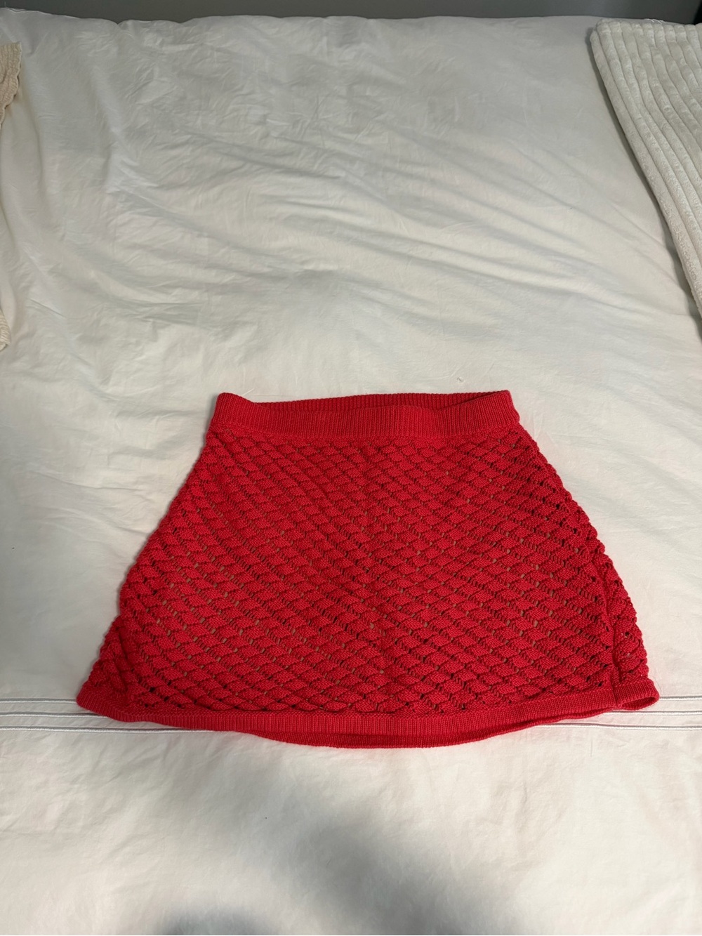 Meshki Red Knit Mini Skirt